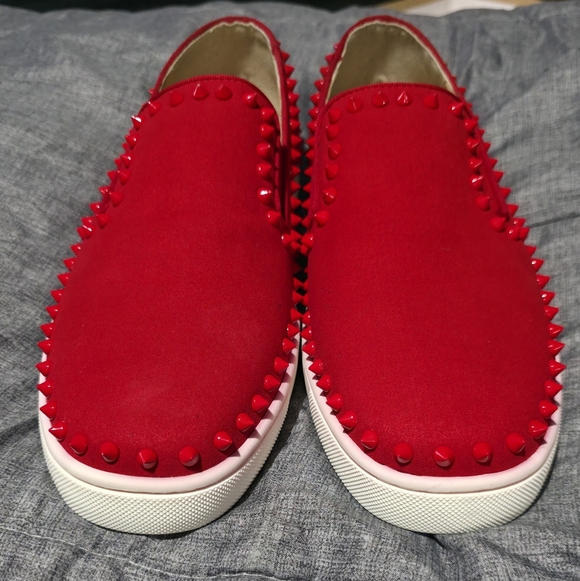 Christian Louboutin Red Studded Loafers main image 8